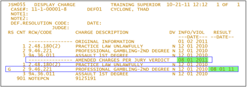 Image 1 - Charge Screen after initial verdict