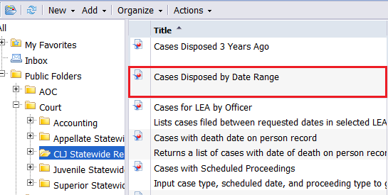 Cases Disposed by Date Range Selection
