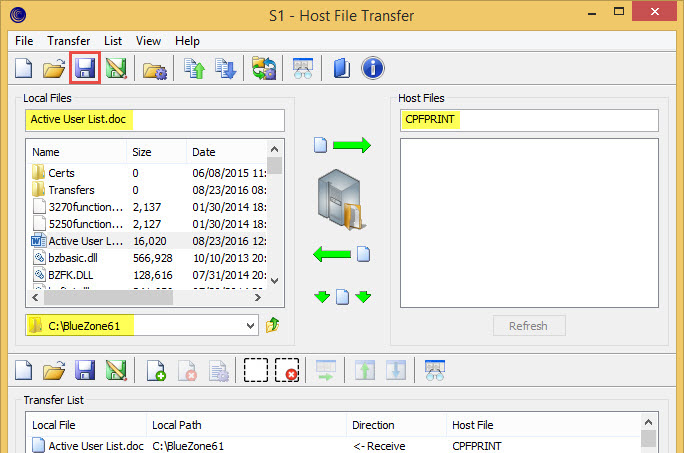 File Transfer Window Completed