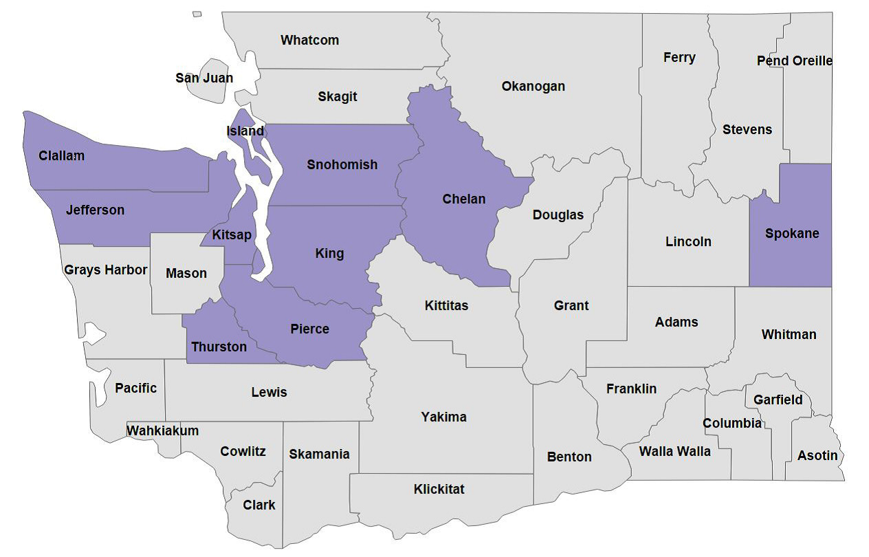 Map of FJCIP Courts in Washington State