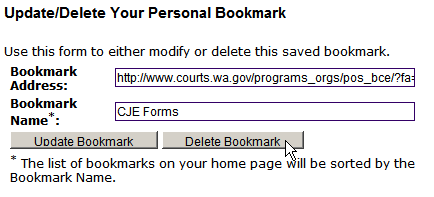 Delete a Bookmark