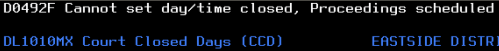 Cannot Set Hearings Fatal Message on CCD Screen