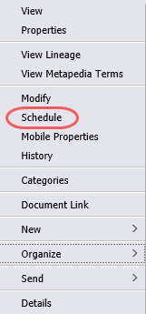 Schedule Menu