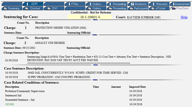 KCCO Plea Sentence Tab