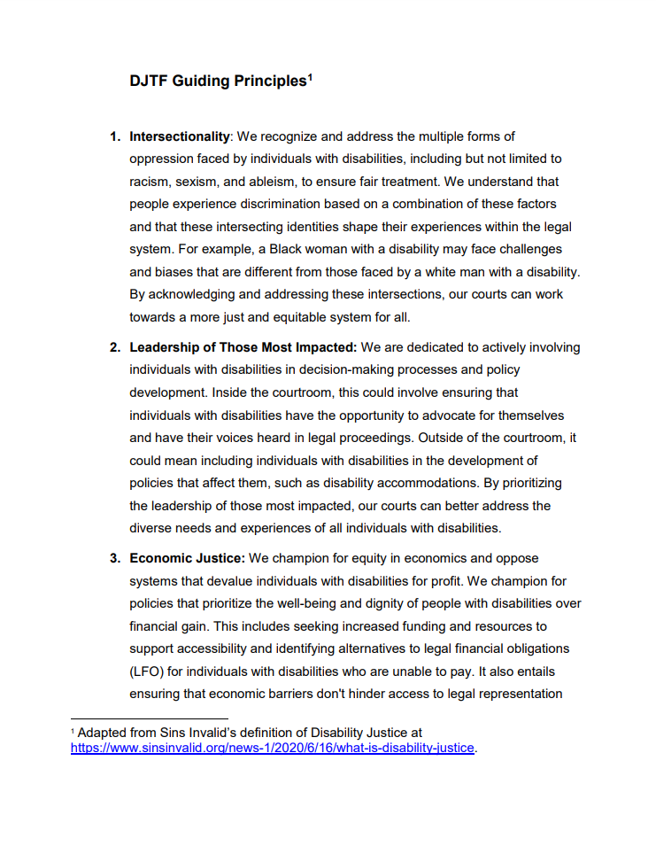 Preview of the Adapted Disability Justice Principles document