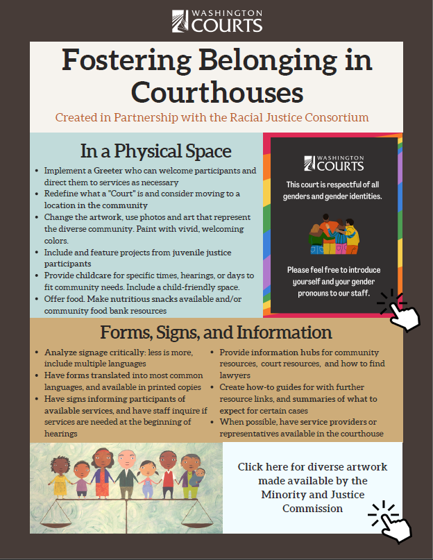 Cover image of the Fostering Belonging in Courthouses poster