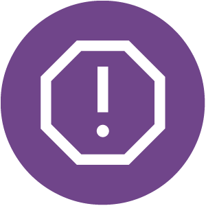 Icon image of exclaimation point inside stop sign