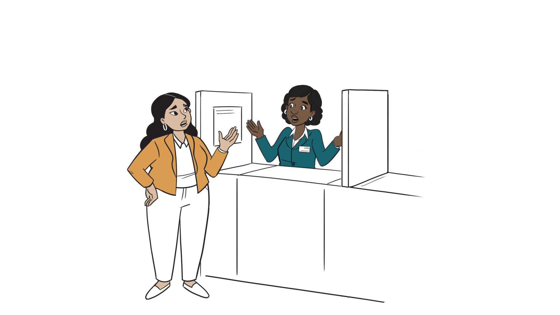 Illustrated people talking