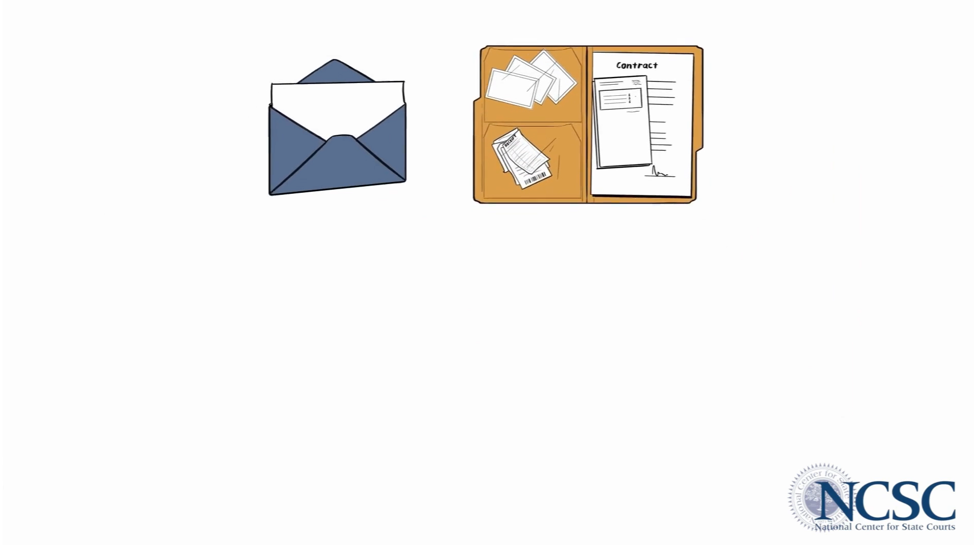 Illustrated envelope and file folder