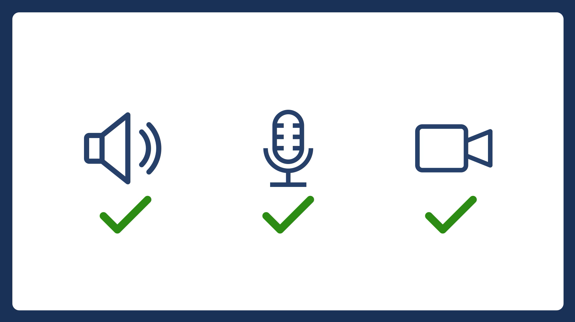Illustrated sound, mic, and video icons